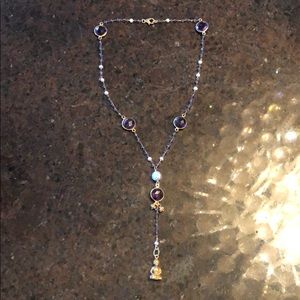 Buddha goldtone, amethyst and pearl necklace 💜